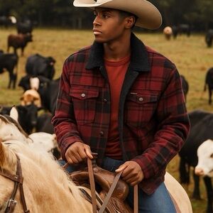Wrangler Red and Black Plaid Shirt Jacket